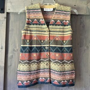 Vintage‎ Passports Of Pier 1 Imports Sweater Vest Wool Blend Grannycore